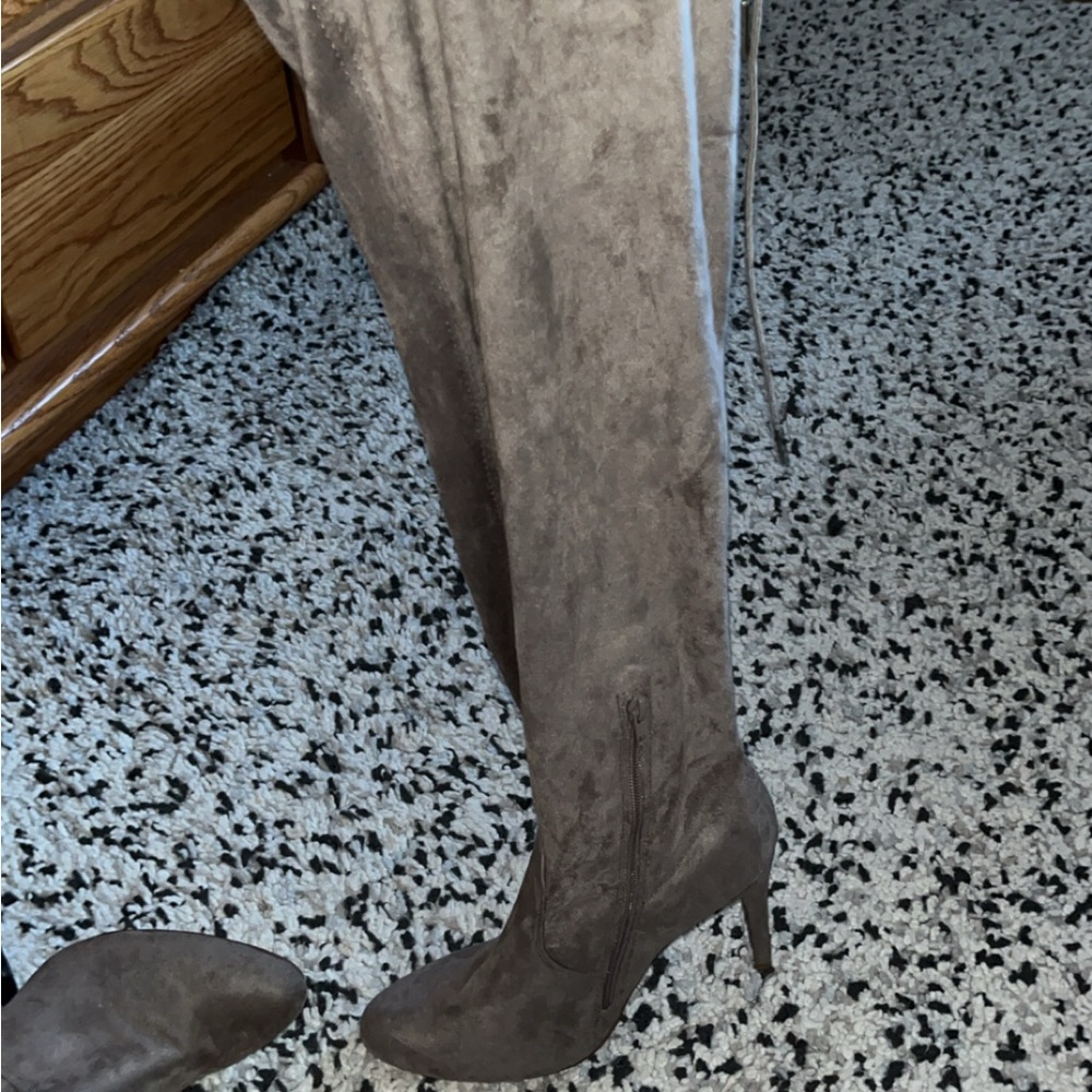 JustFab Taupe Heeled Boots